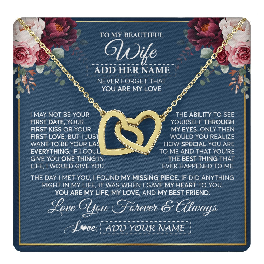 Personalized To My Beautiful Wife Gift Necklace You Are My Love Gifts For Wife From Husband For Her Birthday Valentines Day Custom Gift Box Message Card