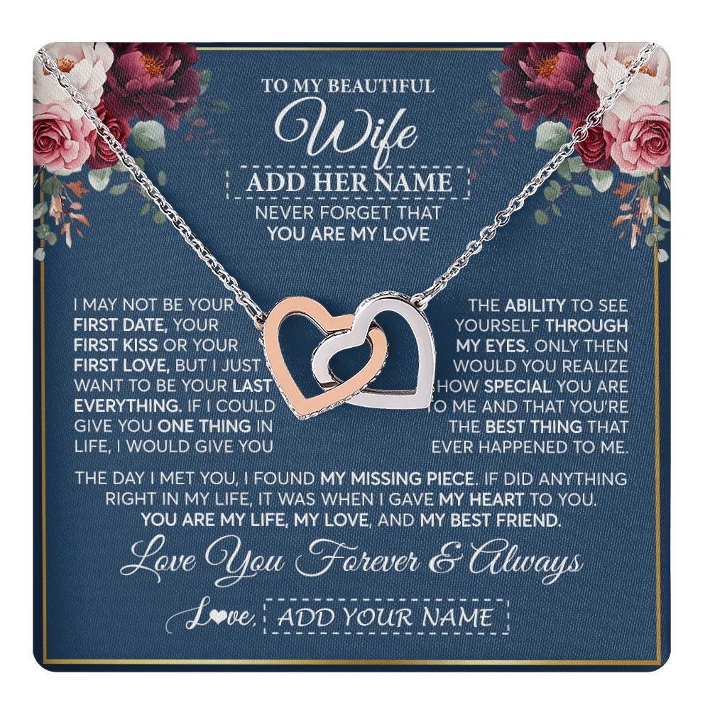 Personalized To My Beautiful Wife Gift Necklace You Are My Love Gifts For Wife From Husband For Her Birthday Valentines Day Custom Gift Box Message Card