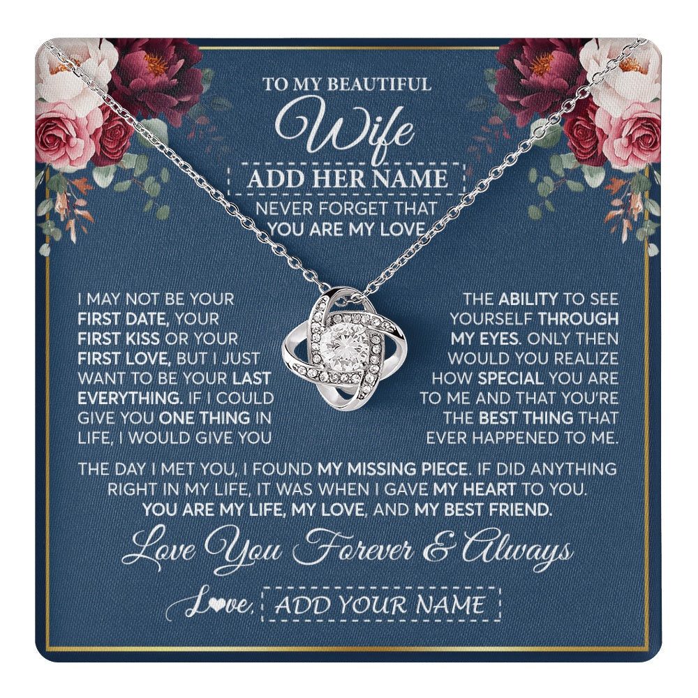 Personalized To My Beautiful Wife Gift Necklace You Are My Love Gifts For Wife From Husband For Her Birthday Valentines Day Custom Gift Box Message Card