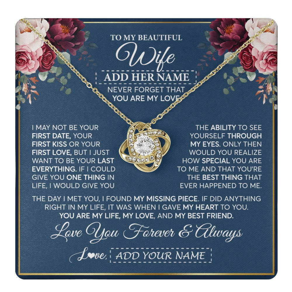 Personalized To My Beautiful Wife Gift Necklace You Are My Love Gifts For Wife From Husband For Her Birthday Valentines Day Custom Gift Box Message Card