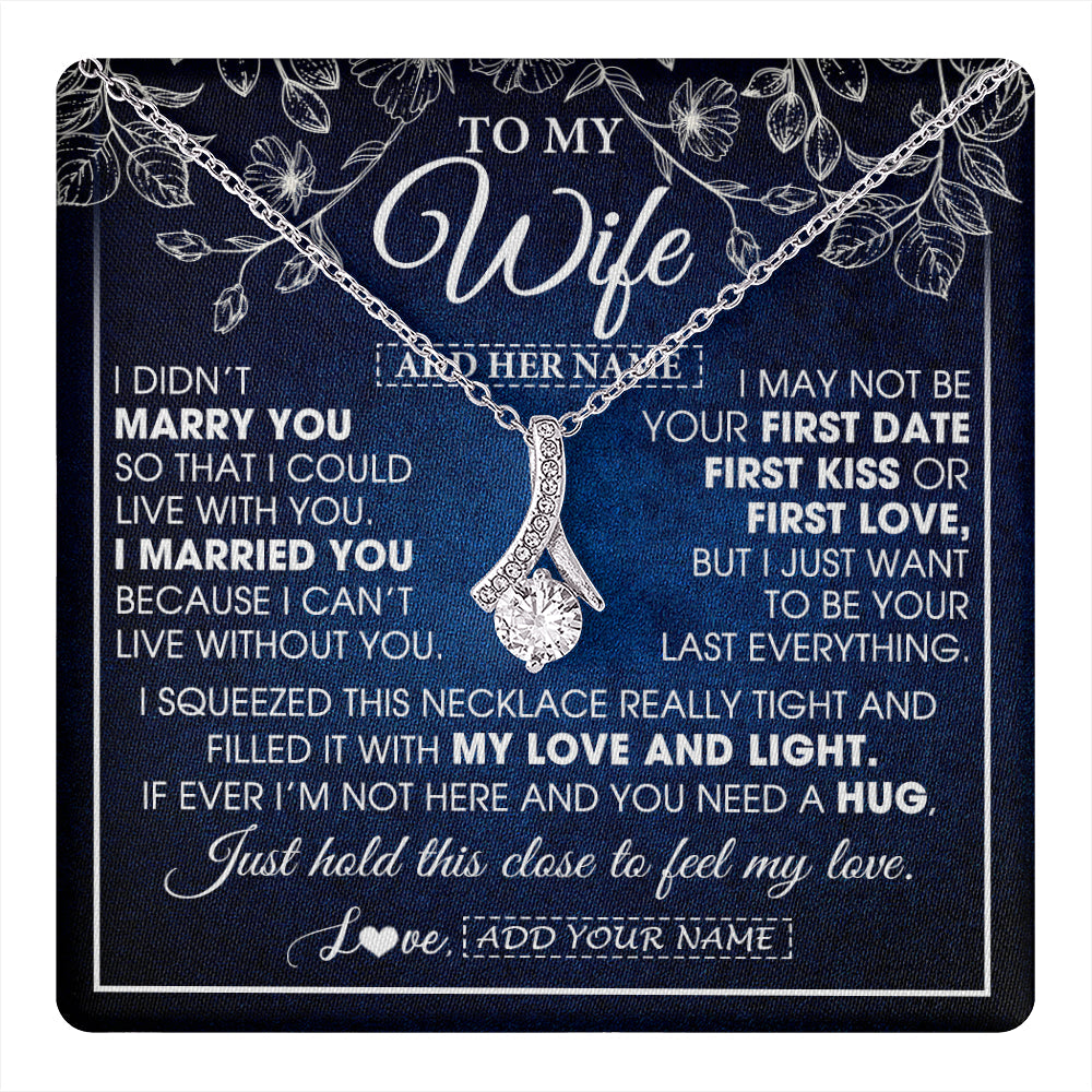 Personalized To My Beautiful Wife Gifts From Husband Necklace Jewelry For Her Wife Wedding Anniversary Birthday Christmas Customized Gift Box Message Card