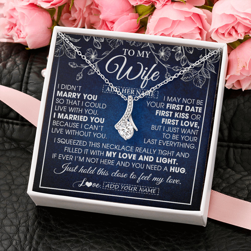 Personalized To My Beautiful Wife Gifts From Husband Necklace Jewelry For Her Wife Wedding Anniversary Birthday Christmas Customized Gift Box Message Card