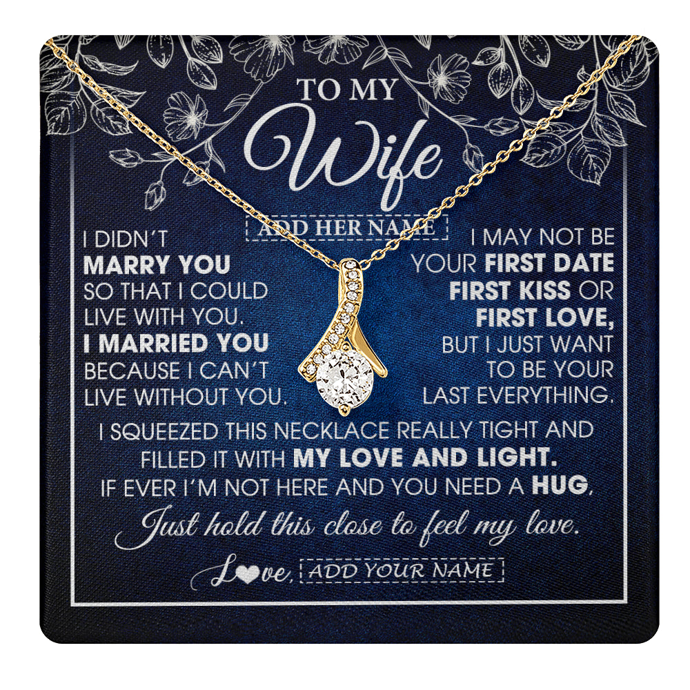 Personalized To My Beautiful Wife Gifts From Husband Necklace Jewelry For Her Wife Wedding Anniversary Birthday Christmas Customized Gift Box Message Card