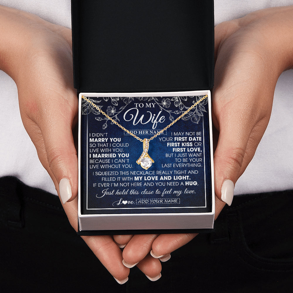 Personalized To My Beautiful Wife Gifts From Husband Necklace Jewelry For Her Wife Wedding Anniversary Birthday Christmas Customized Gift Box Message Card