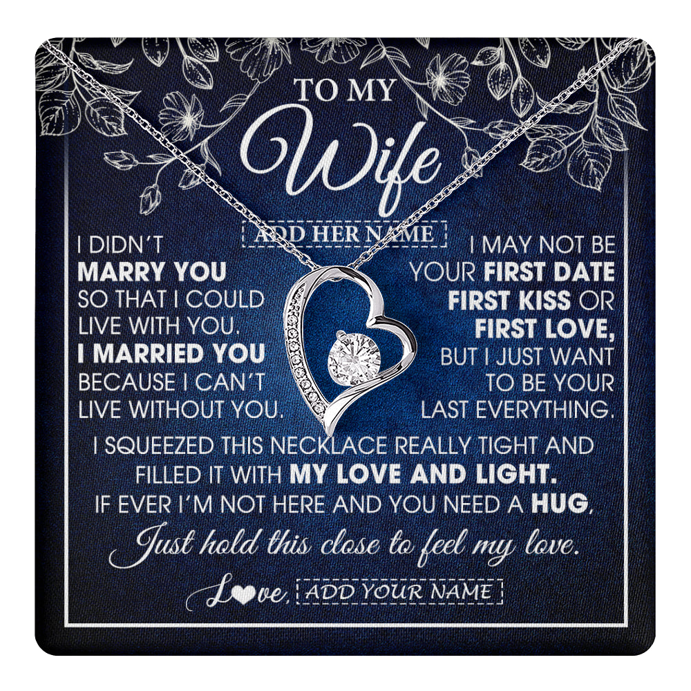 Personalized To My Beautiful Wife Gifts From Husband Necklace Jewelry For Her Wife Wedding Anniversary Birthday Christmas Customized Gift Box Message Card