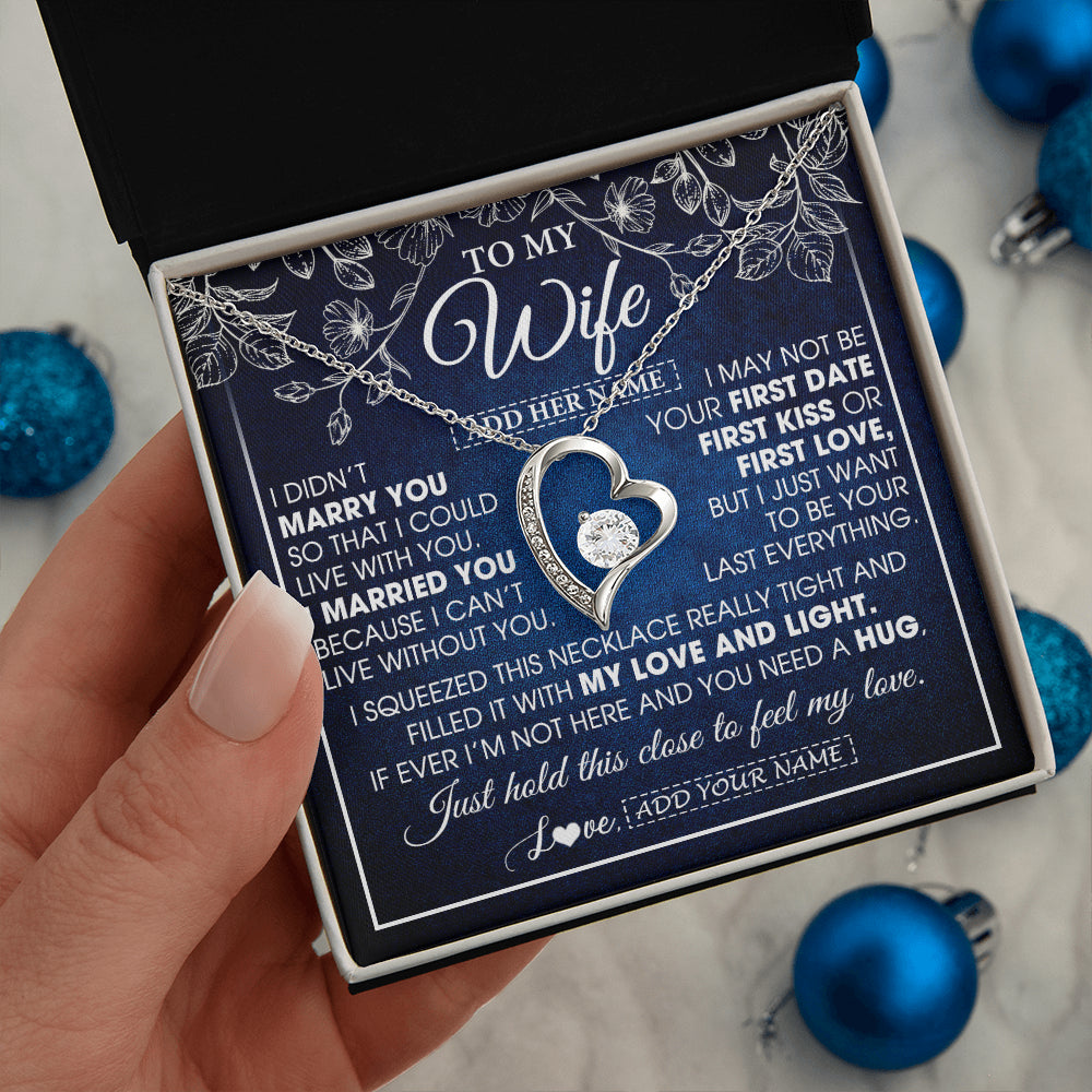 Personalized To My Beautiful Wife Gifts From Husband Necklace Jewelry For Her Wife Wedding Anniversary Birthday Christmas Customized Gift Box Message Card