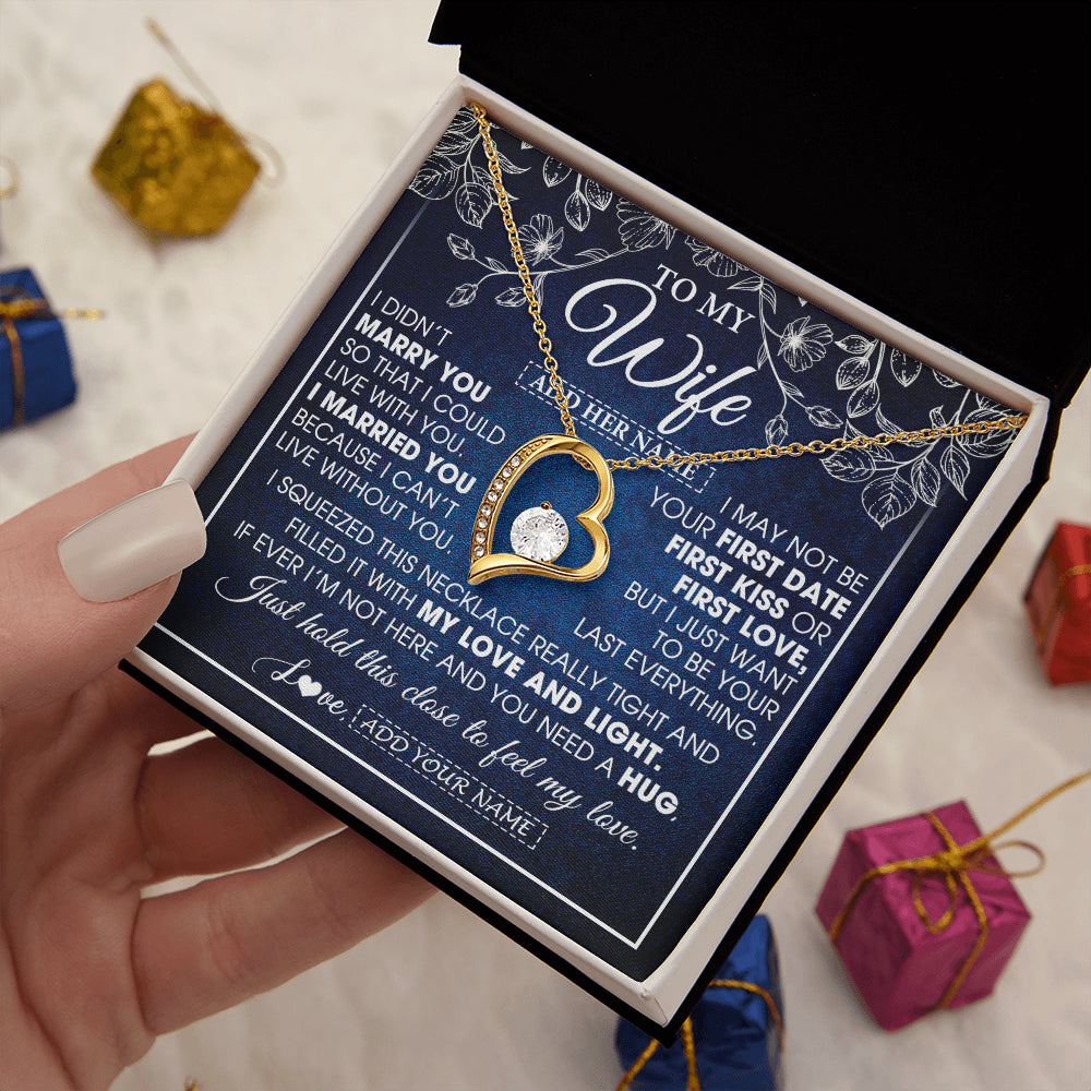 Personalized To My Beautiful Wife Gifts From Husband Necklace Jewelry For Her Wife Wedding Anniversary Birthday Christmas Customized Gift Box Message Card
