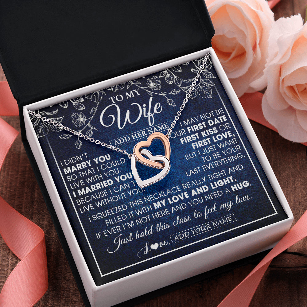 Personalized To My Beautiful Wife Gifts From Husband Necklace Jewelry For Her Wife Wedding Anniversary Birthday Christmas Customized Gift Box Message Card