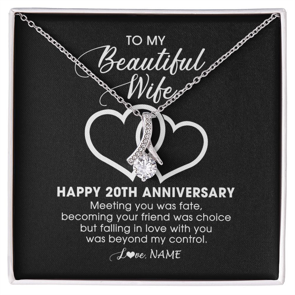 Personalized To My Beautiful Wife Necklace From Husband 20 Years Wedding Anniversary For Her Married 20th Anniversary For Her Customized Gift Box Message