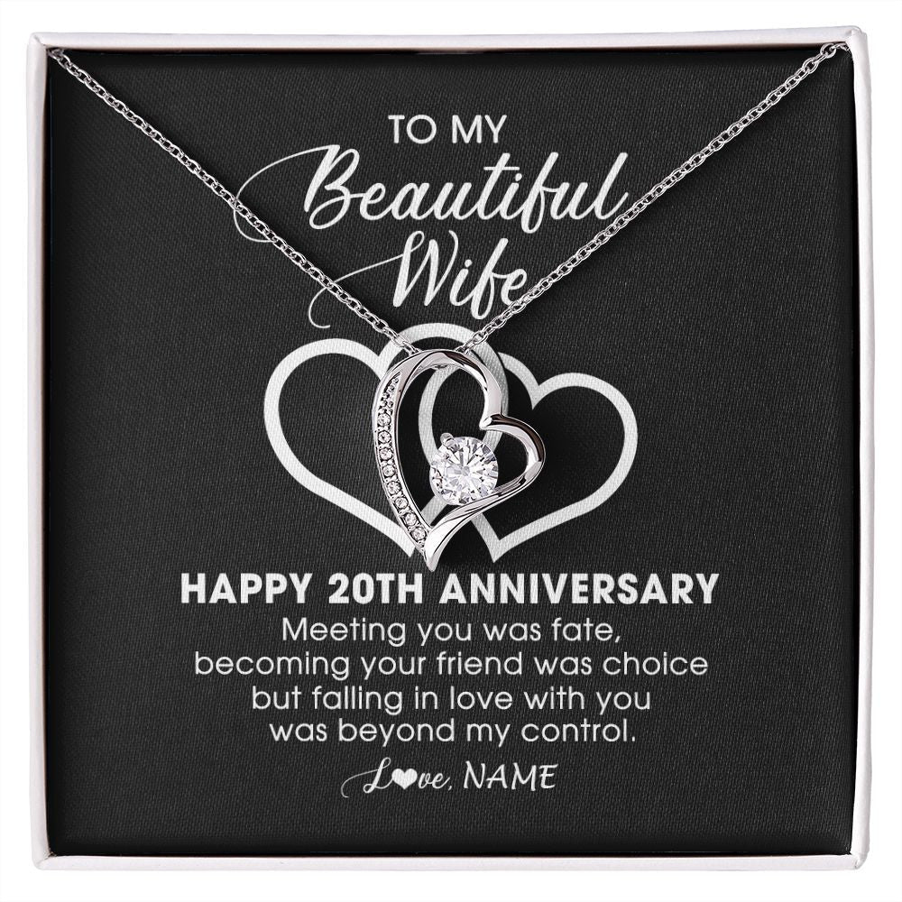 Personalized To My Beautiful Wife Necklace From Husband 20 Years Wedding Anniversary For Her Married 20th Anniversary For Her Customized Gift Box Message