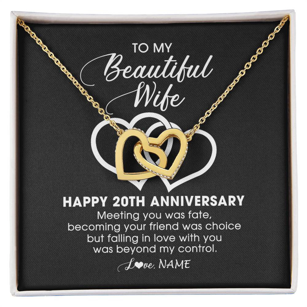 Personalized To My Beautiful Wife Necklace From Husband 20 Years Wedding Anniversary For Her Married 20th Anniversary For Her Customized Gift Box Message
