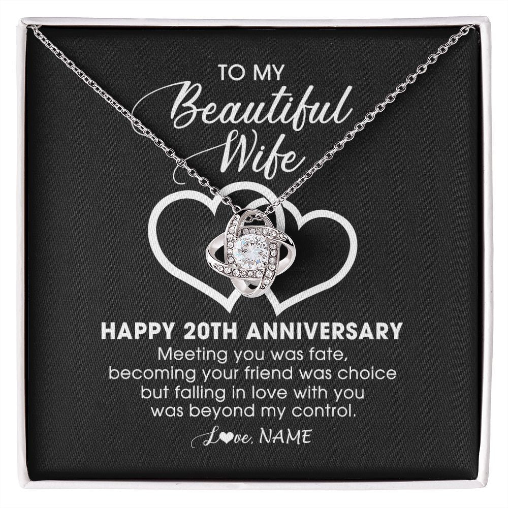 Personalized To My Beautiful Wife Necklace From Husband 20 Years Wedding Anniversary For Her Married 20th Anniversary For Her Customized Gift Box Message