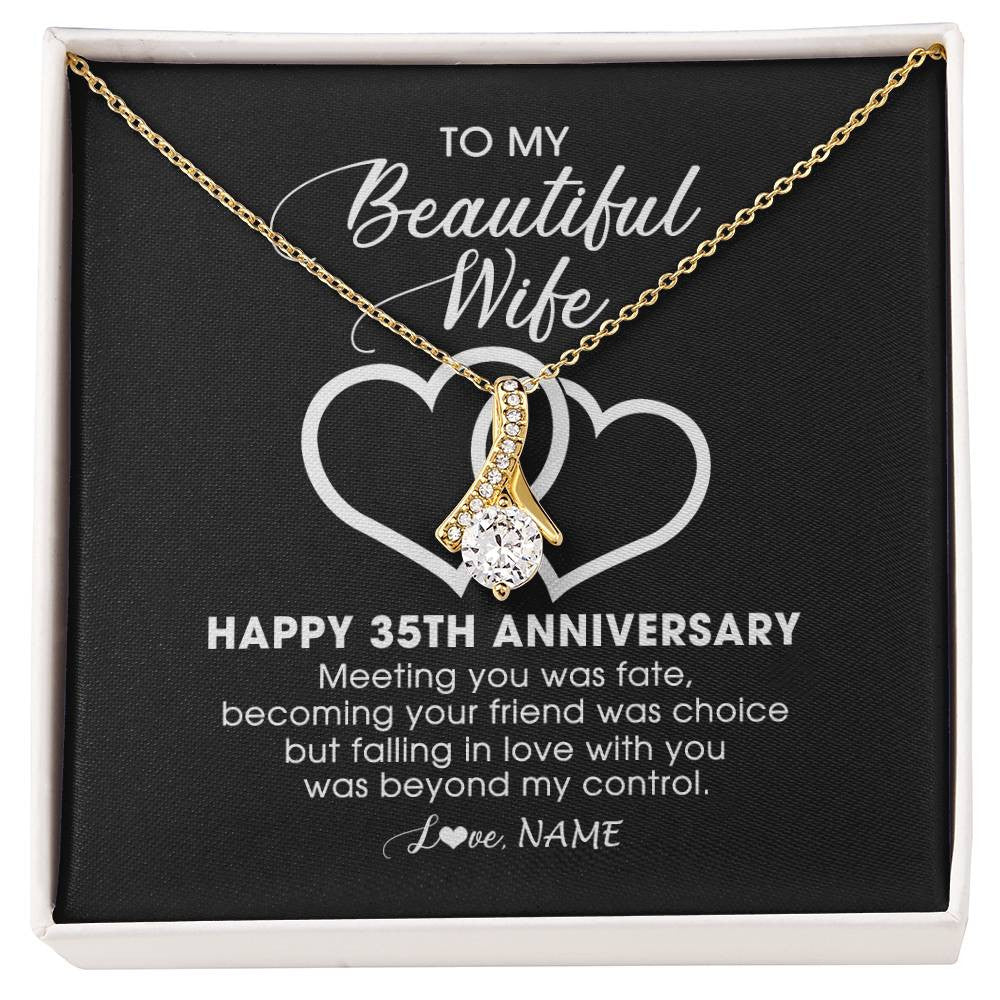 Personalized To My Beautiful Wife Necklace From Husband 35 Years Wedding Anniversary For Her Married 35th Anniversary For Her Customized Gift Box Message