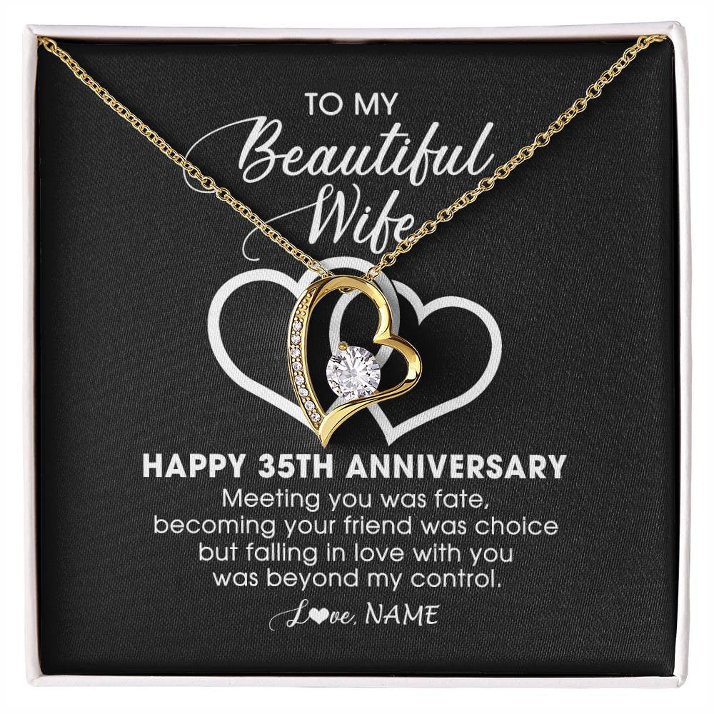 Personalized To My Beautiful Wife Necklace From Husband 35 Years Wedding Anniversary For Her Married 35th Anniversary For Her Customized Gift Box Message