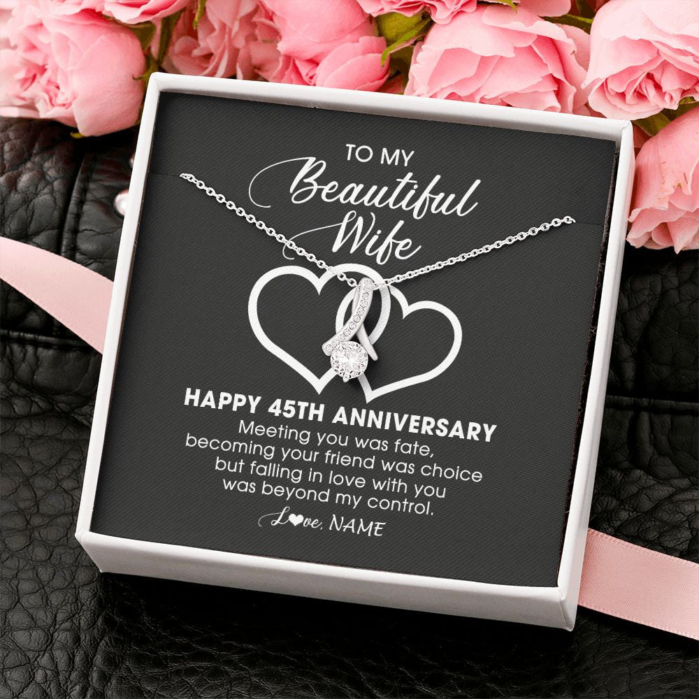 Personalized To My Beautiful Wife Necklace From Husband 45 Years Wedding Anniversary For Her Married 45th Anniversary For Her Customized Gift Box Message
