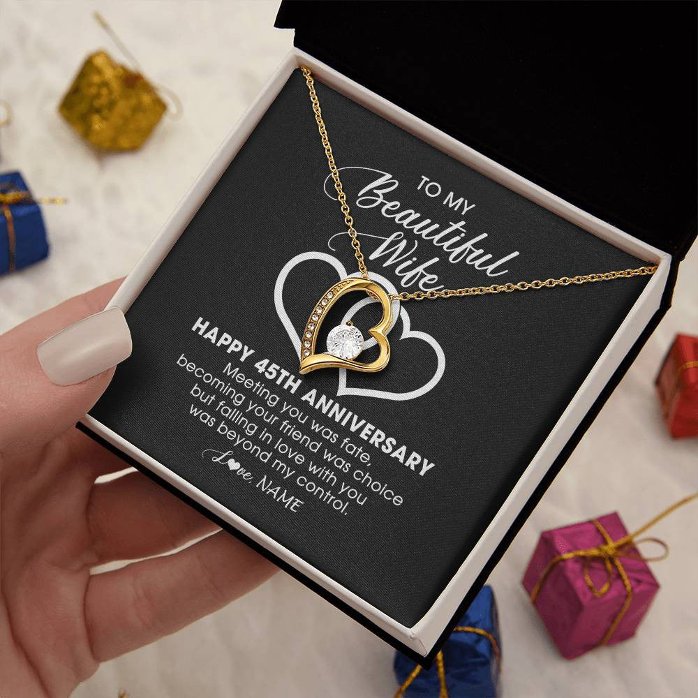 Personalized To My Beautiful Wife Necklace From Husband 45 Years Wedding Anniversary For Her Married 45th Anniversary For Her Customized Gift Box Message