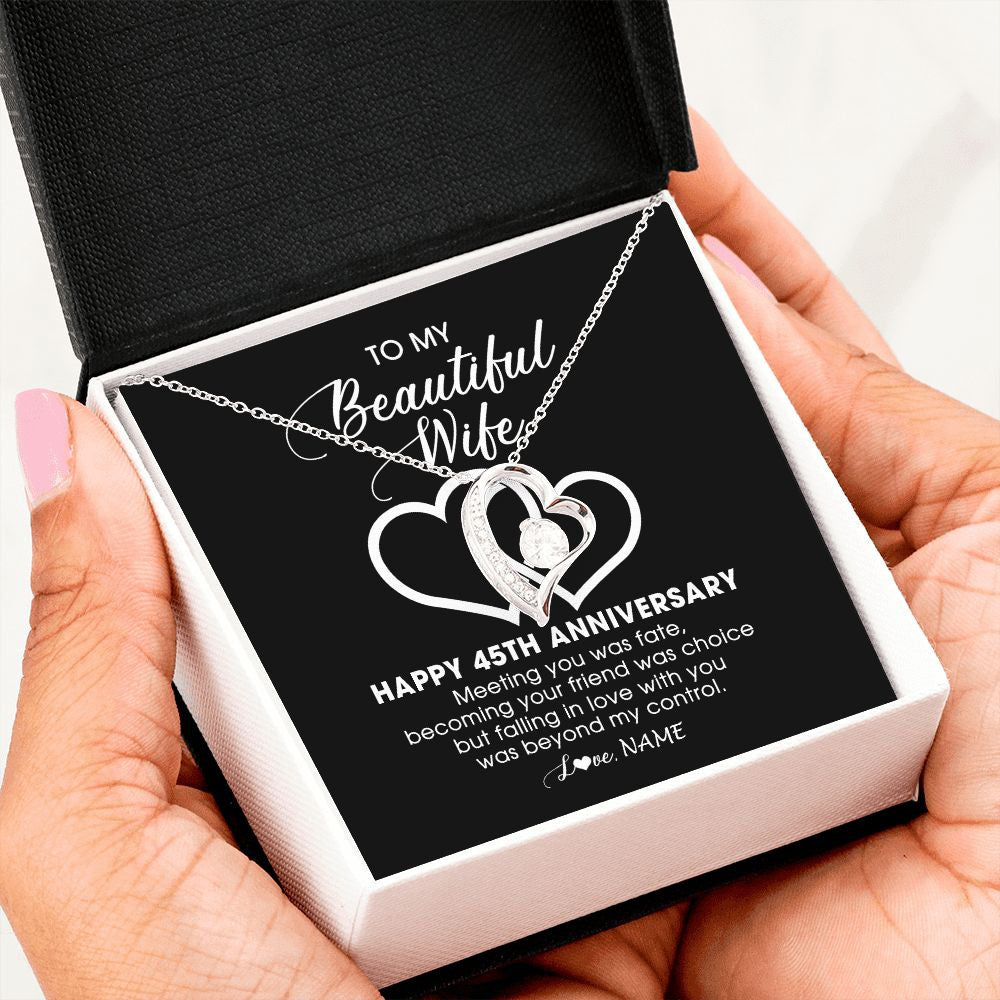 Personalized To My Beautiful Wife Necklace From Husband 45 Years Wedding Anniversary For Her Married 45th Anniversary For Her Customized Gift Box Message