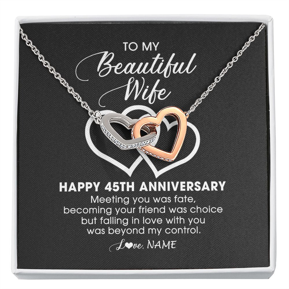 Personalized To My Beautiful Wife Necklace From Husband 45 Years Wedding Anniversary For Her Married 45th Anniversary For Her Customized Gift Box Message