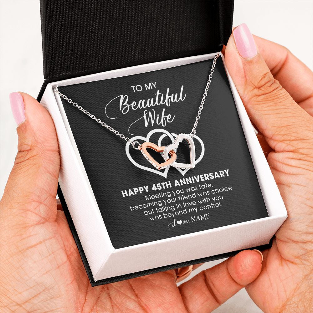 Personalized To My Beautiful Wife Necklace From Husband 45 Years Wedding Anniversary For Her Married 45th Anniversary For Her Customized Gift Box Message