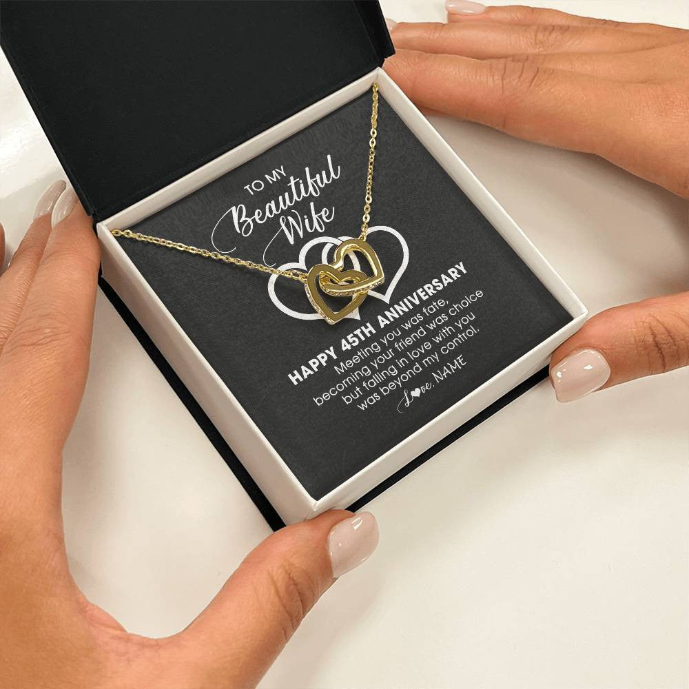 Personalized To My Beautiful Wife Necklace From Husband 45 Years Wedding Anniversary For Her Married 45th Anniversary For Her Customized Gift Box Message