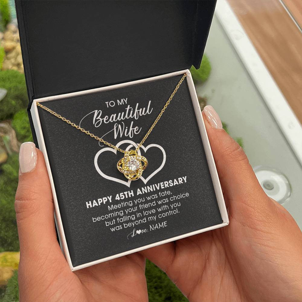 Personalized To My Beautiful Wife Necklace From Husband 45 Years Wedding Anniversary For Her Married 45th Anniversary For Her Customized Gift Box Message