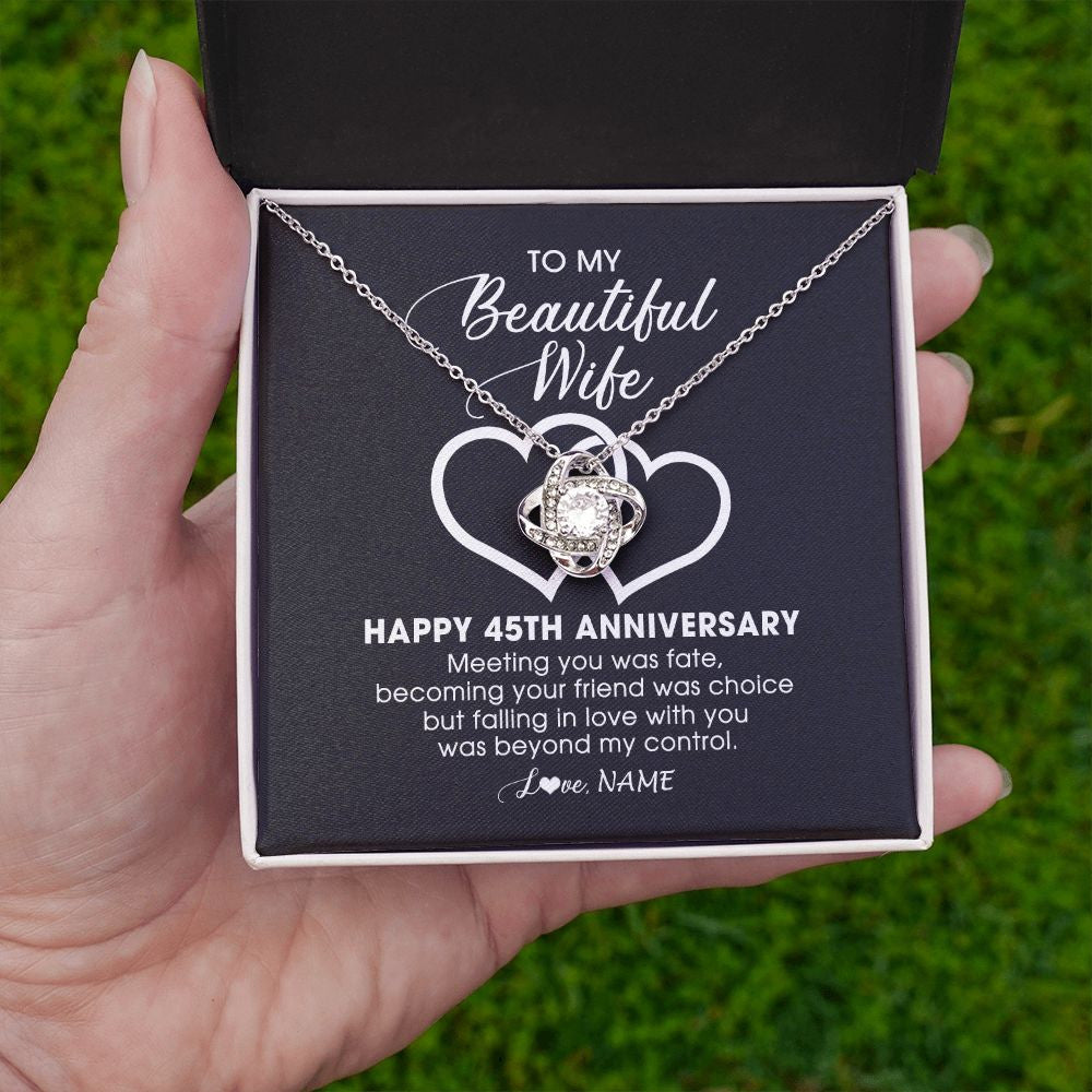 Personalized To My Beautiful Wife Necklace From Husband 45 Years Wedding Anniversary For Her Married 45th Anniversary For Her Customized Gift Box Message