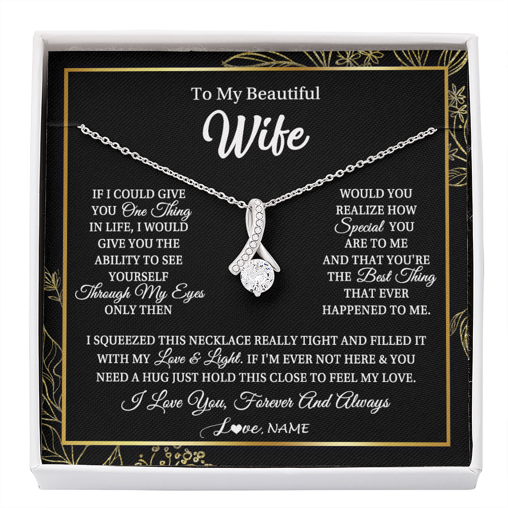 Personalized To My Beautiful Wife Necklace From Husband Feel My Love For Her Wife Birthday Anniversary Wedding Valentines Christmas Customized Message Card