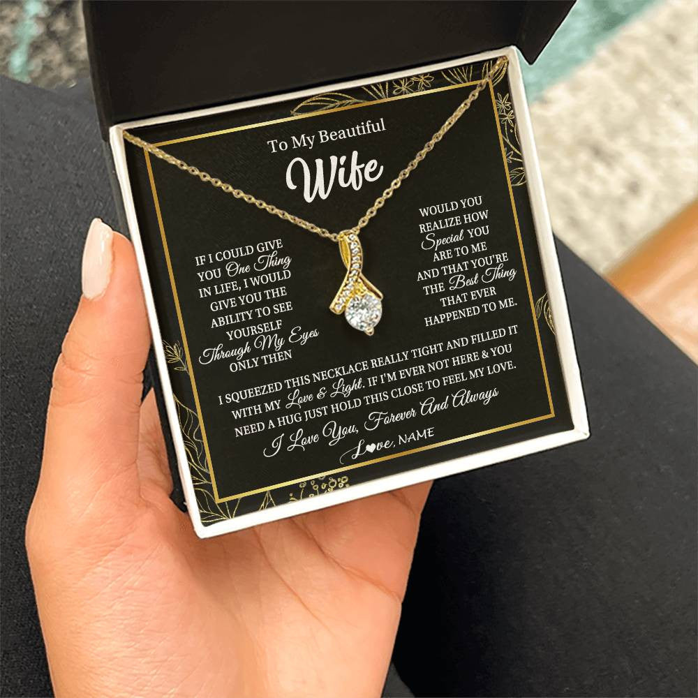Personalized To My Beautiful Wife Necklace From Husband Feel My Love For Her Wife Birthday Anniversary Wedding Valentines Christmas Customized Message Card