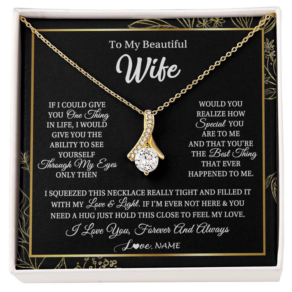 Personalized To My Beautiful Wife Necklace From Husband Feel My Love For Her Wife Birthday Anniversary Wedding Valentines Christmas Customized Message Card