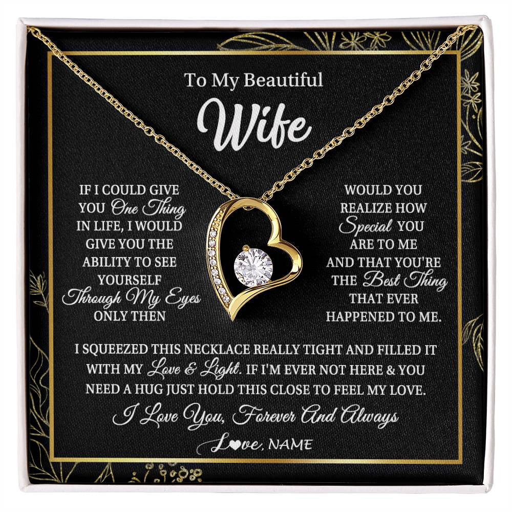 Personalized To My Beautiful Wife Necklace From Husband Feel My Love For Her Wife Birthday Anniversary Wedding Valentines Christmas Customized Message Card