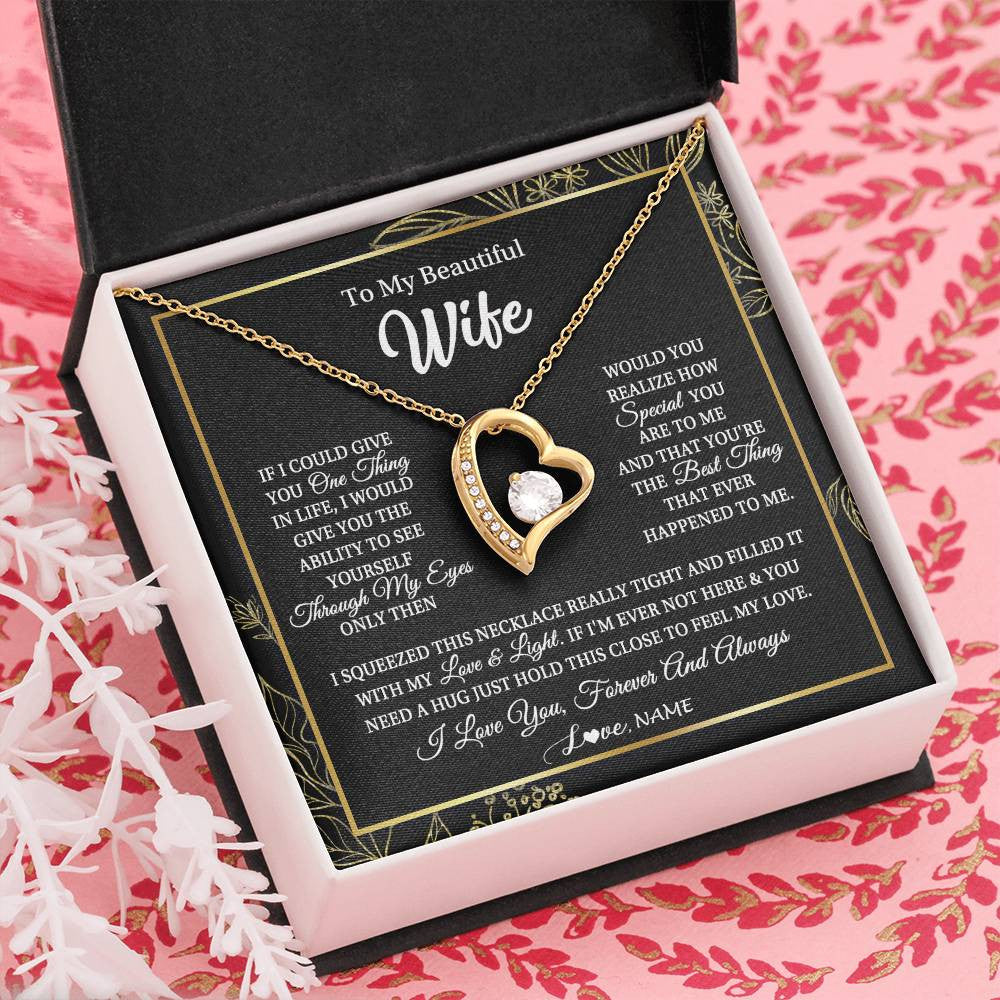 Personalized To My Beautiful Wife Necklace From Husband Feel My Love For Her Wife Birthday Anniversary Wedding Valentines Christmas Customized Message Card