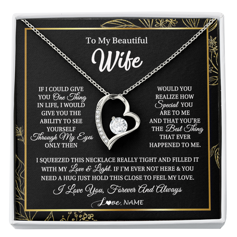 Personalized To My Beautiful Wife Necklace From Husband Feel My Love For Her Wife Birthday Anniversary Wedding Valentines Christmas Customized Message Card
