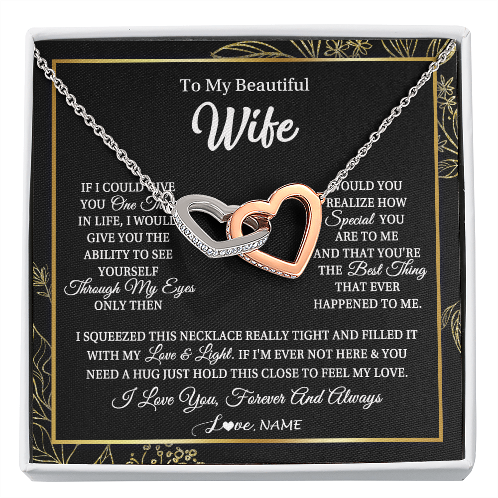 Personalized To My Beautiful Wife Necklace From Husband Feel My Love For Her Wife Birthday Anniversary Wedding Valentines Christmas Customized Message Card