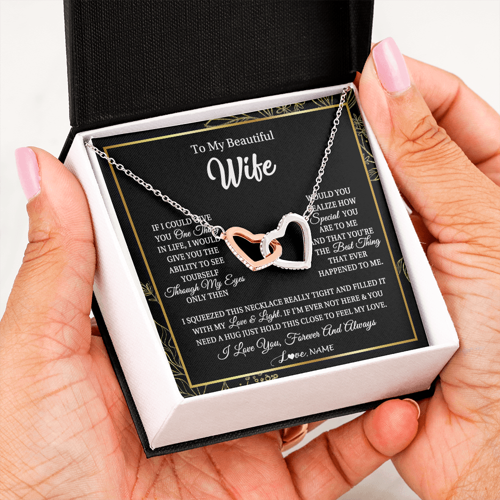 Personalized To My Beautiful Wife Necklace From Husband Feel My Love For Her Wife Birthday Anniversary Wedding Valentines Christmas Customized Message Card