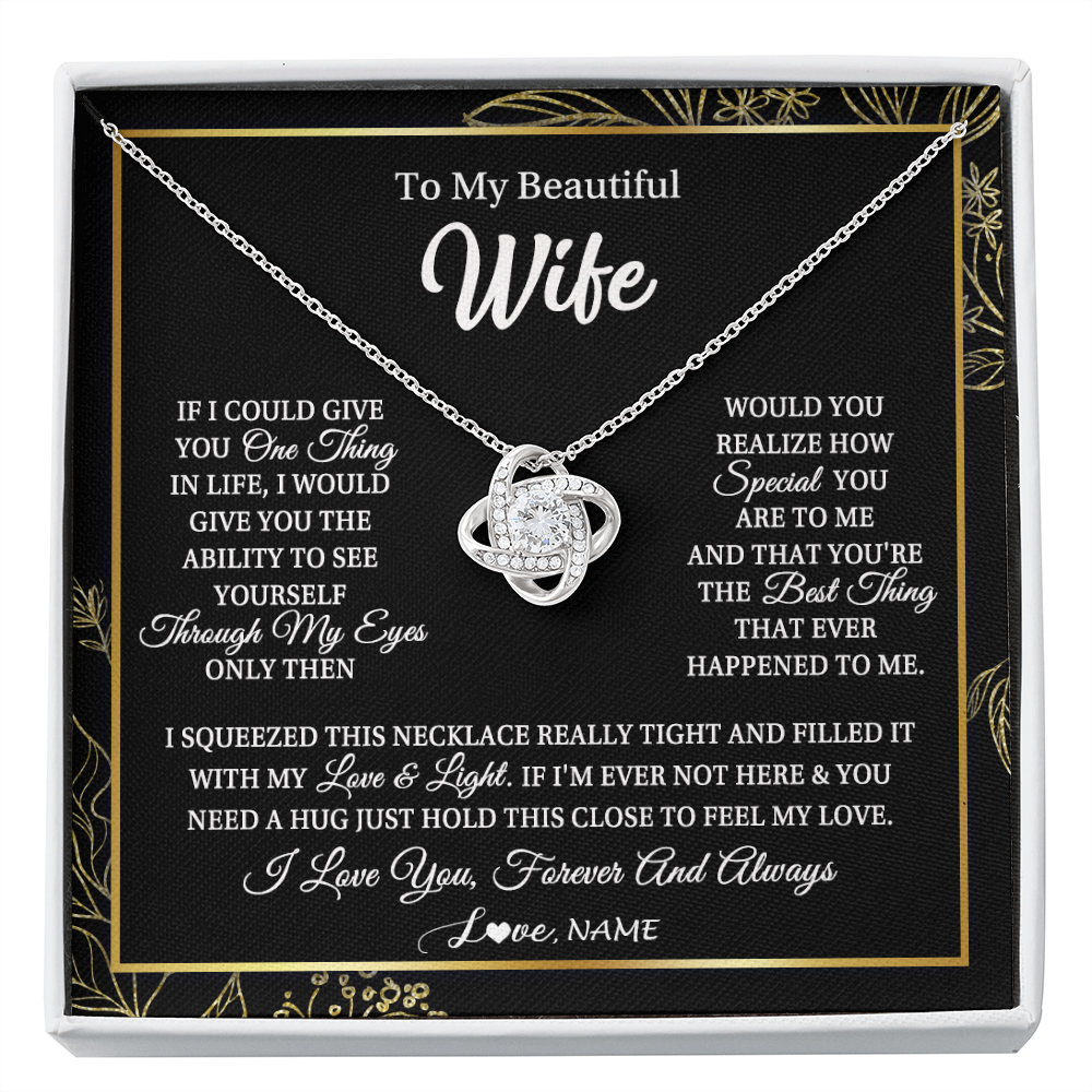 Personalized To My Beautiful Wife Necklace From Husband Feel My Love For Her Wife Birthday Anniversary Wedding Valentines Christmas Customized Message Card