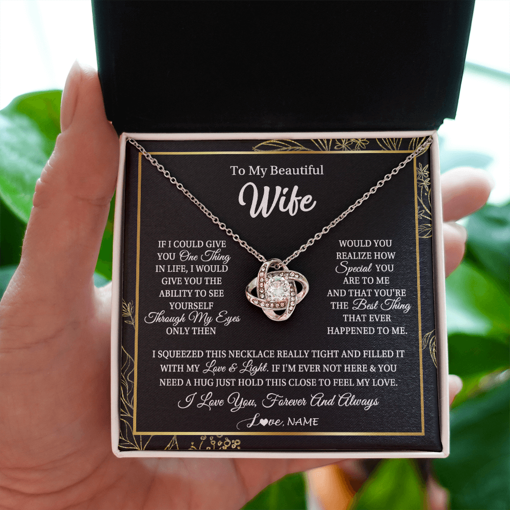 Personalized To My Beautiful Wife Necklace From Husband Feel My Love For Her Wife Birthday Anniversary Wedding Valentines Christmas Customized Message Card
