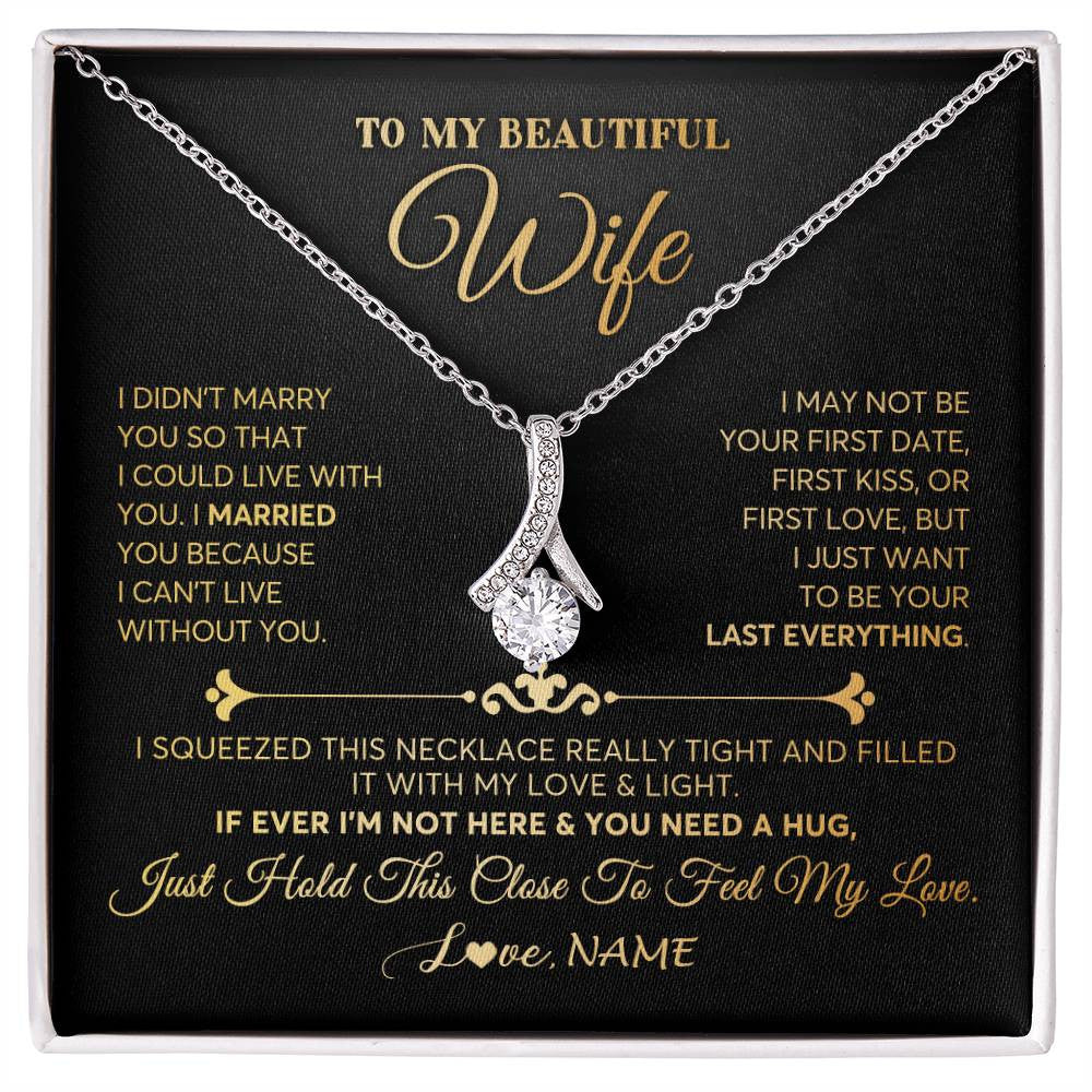 Personalized To My Beautiful Wife Necklace From Husband Feel My Love Soulmate Wedding Anniversary Valentines Birthday Customized Gift Box Message Card