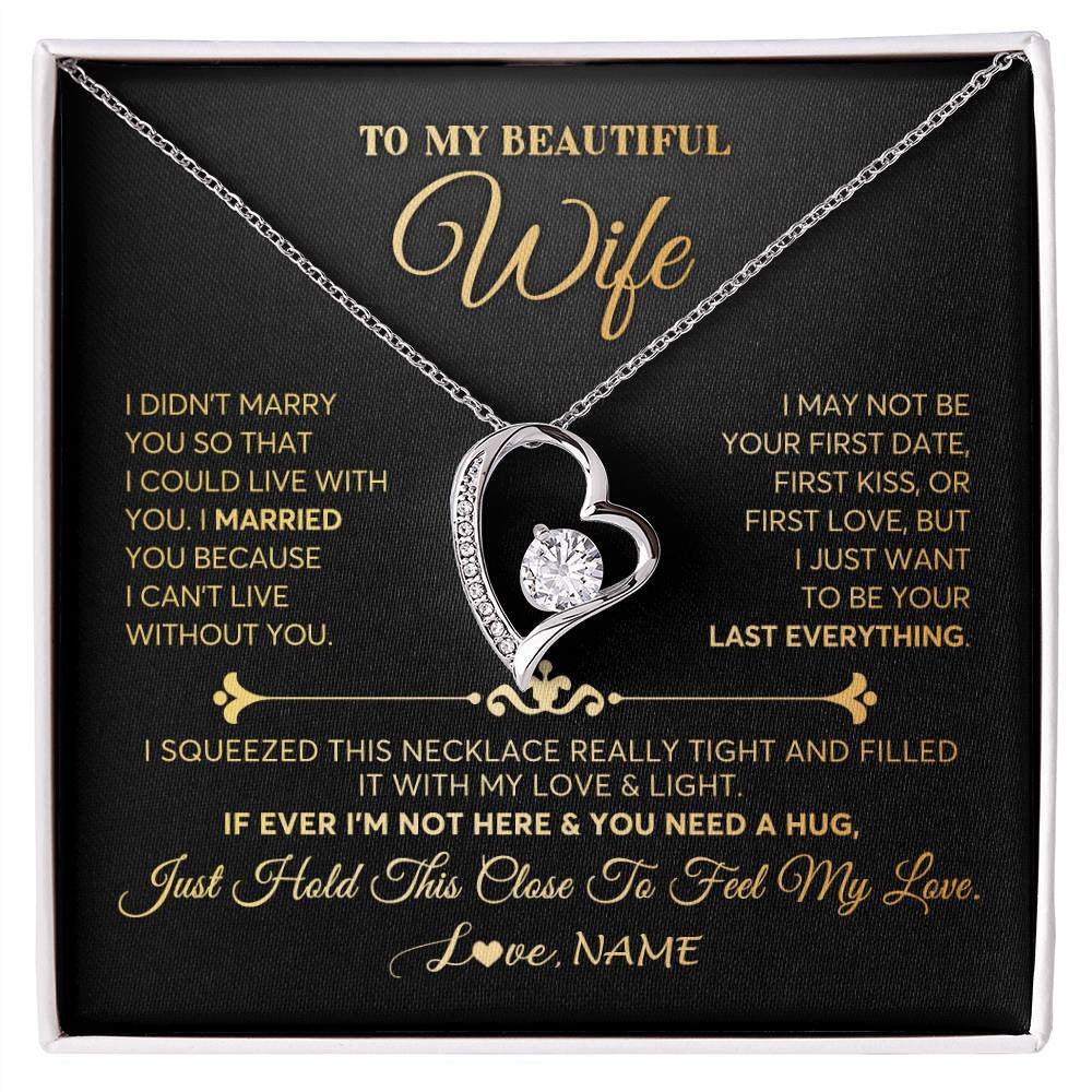 Personalized To My Beautiful Wife Necklace From Husband Feel My Love Soulmate Wedding Anniversary Valentines Birthday Customized Gift Box Message Card