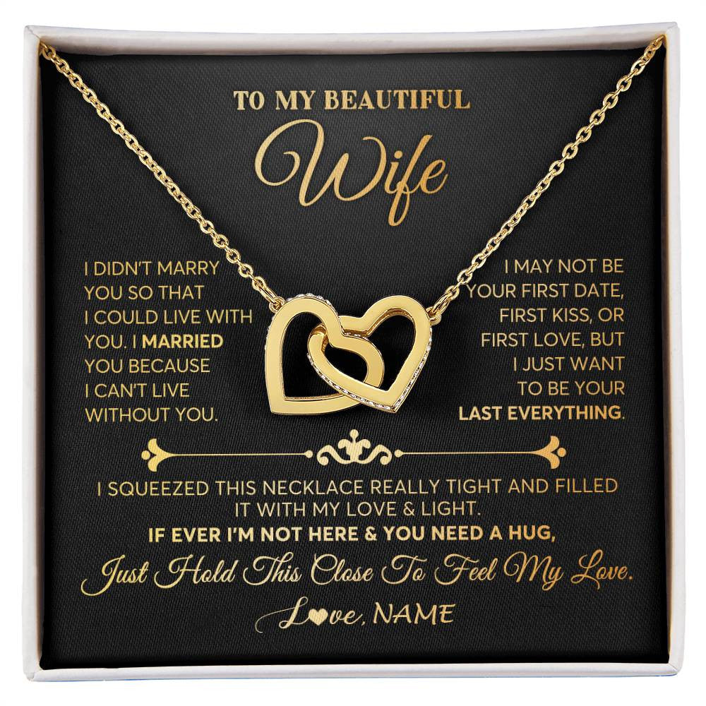 Personalized To My Beautiful Wife Necklace From Husband Feel My Love Soulmate Wedding Anniversary Valentines Birthday Customized Gift Box Message Card