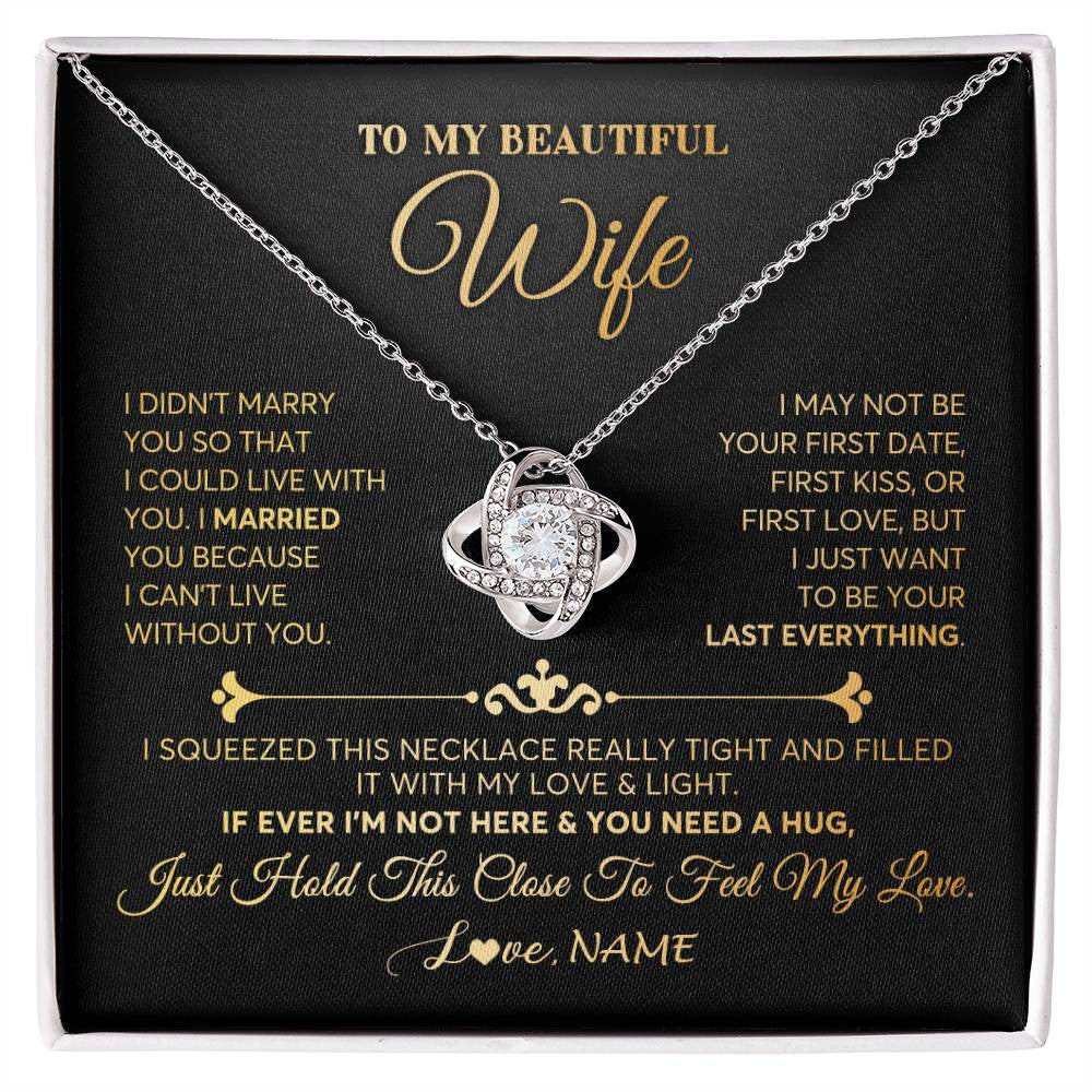 Personalized To My Beautiful Wife Necklace From Husband Feel My Love Soulmate Wedding Anniversary Valentines Birthday Customized Gift Box Message Card