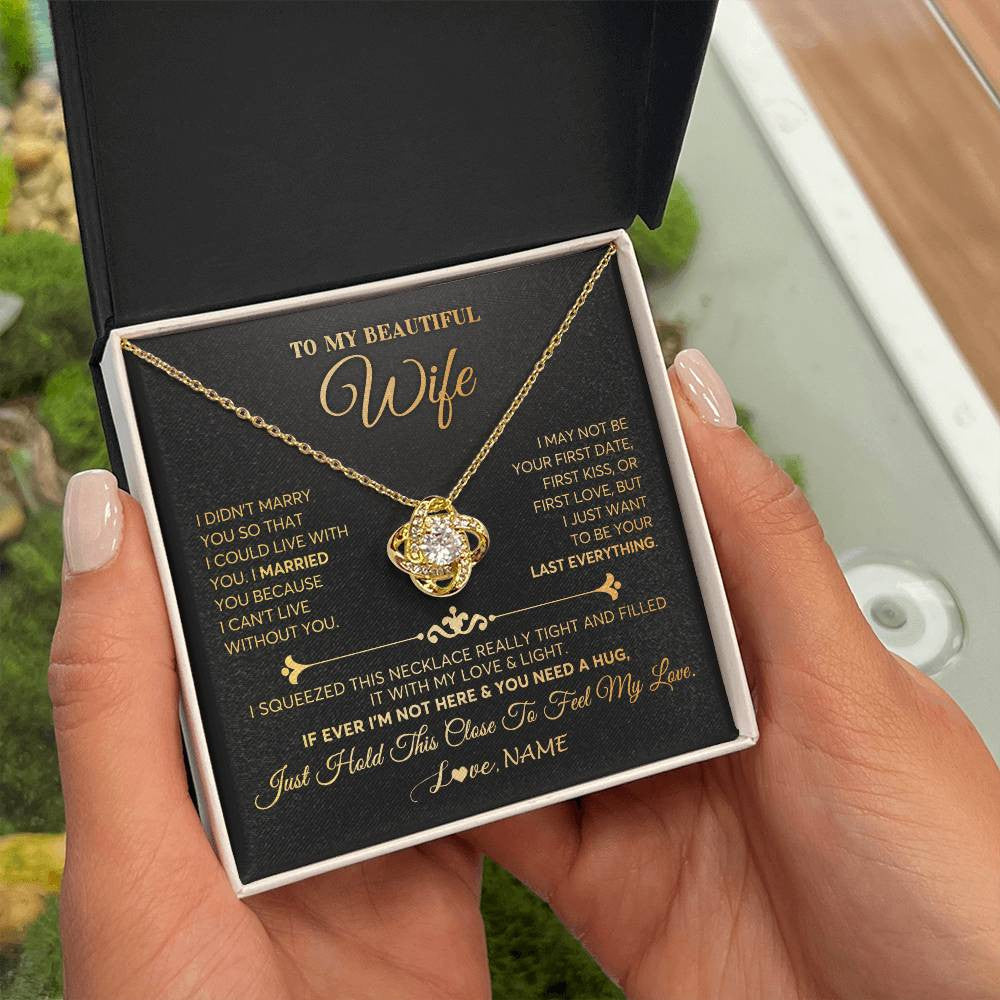 Personalized To My Beautiful Wife Necklace From Husband Feel My Love Soulmate Wedding Anniversary Valentines Birthday Customized Gift Box Message Card