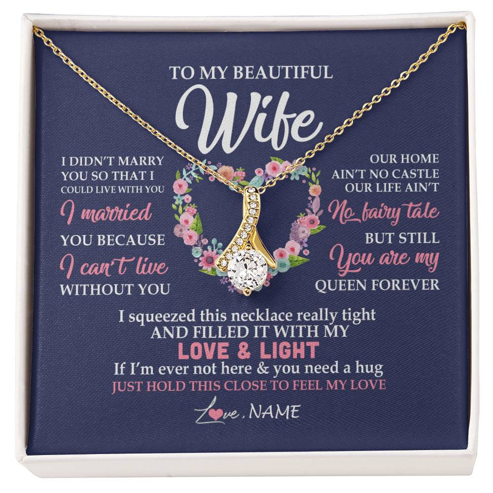 Personalized To My Beautiful Wife Necklace From Husband Feel My Love Wife Birthday Anniversary Wedding Valentines Christmas Customized Message Card