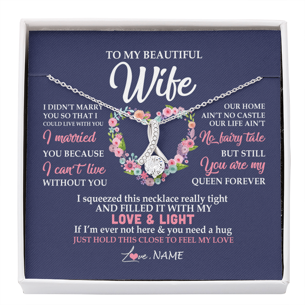 Personalized To My Beautiful Wife Necklace From Husband Feel My Love Wife Birthday Anniversary Wedding Valentines Christmas Customized Message Card