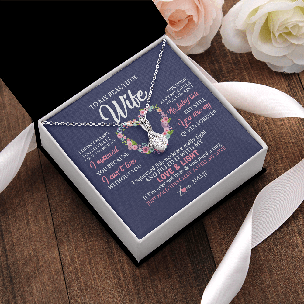 Personalized To My Beautiful Wife Necklace From Husband Feel My Love Wife Birthday Anniversary Wedding Valentines Christmas Customized Message Card