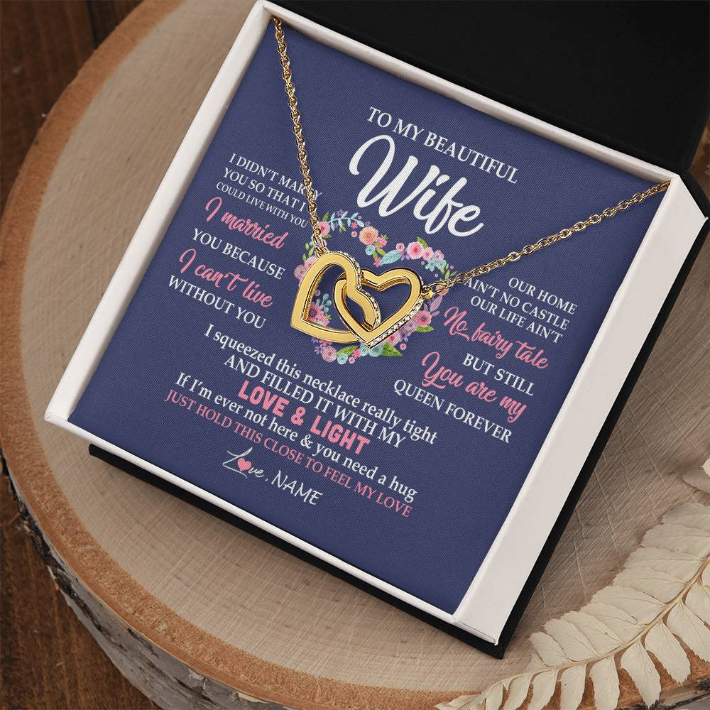 Personalized To My Beautiful Wife Necklace From Husband Feel My Love Wife Birthday Anniversary Wedding Valentines Christmas Customized Message Card