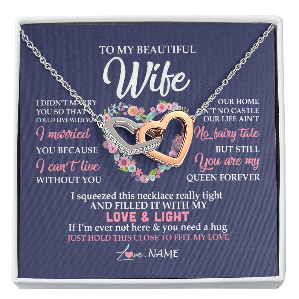 Personalized To My Beautiful Wife Necklace From Husband Feel My Love Wife Birthday Anniversary Wedding Valentines Christmas Customized Message Card