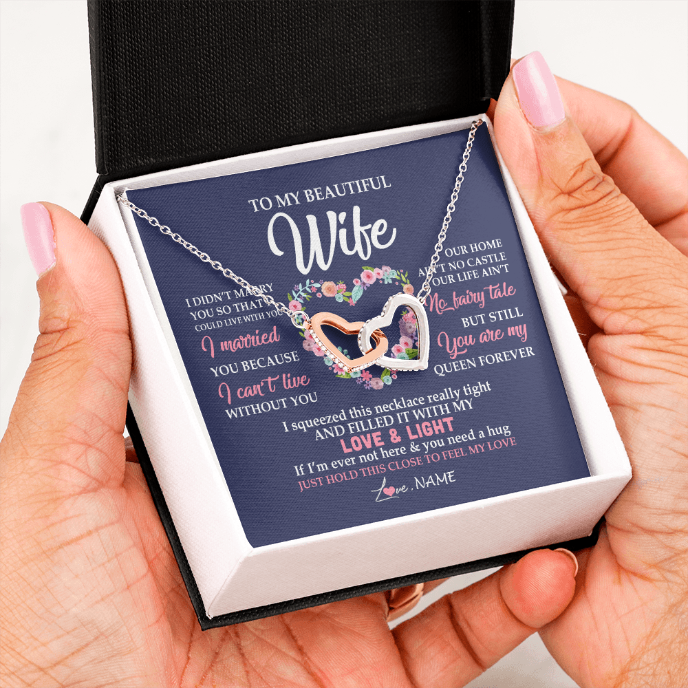Personalized To My Beautiful Wife Necklace From Husband Feel My Love Wife Birthday Anniversary Wedding Valentines Christmas Customized Message Card