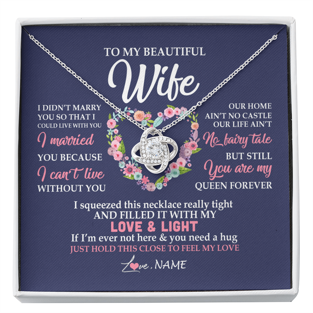 Personalized To My Beautiful Wife Necklace From Husband Feel My Love Wife Birthday Anniversary Wedding Valentines Christmas Customized Message Card