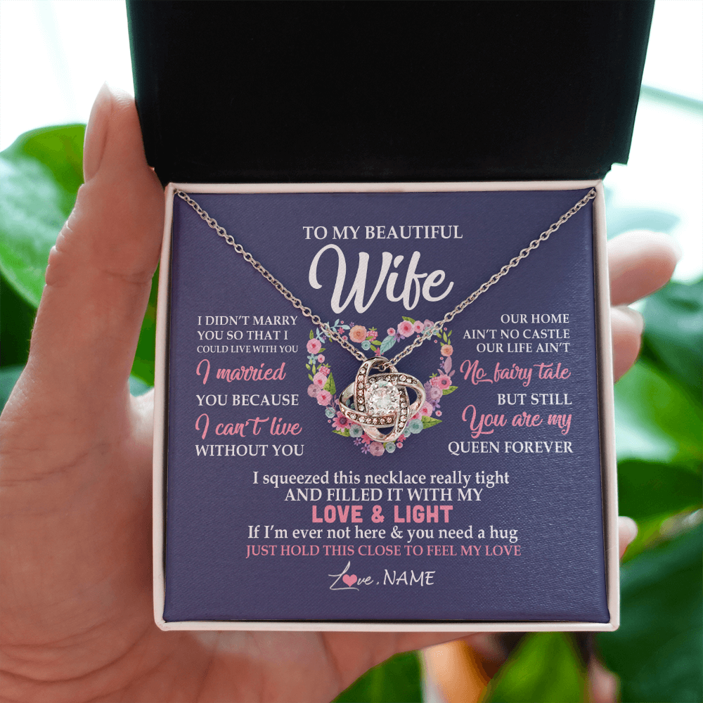 Personalized To My Beautiful Wife Necklace From Husband Feel My Love Wife Birthday Anniversary Wedding Valentines Christmas Customized Message Card