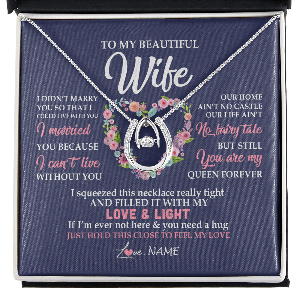 Personalized To My Beautiful Wife Necklace From Husband Feel My Love Wife Birthday Anniversary Wedding Valentines Christmas Customized Message Card